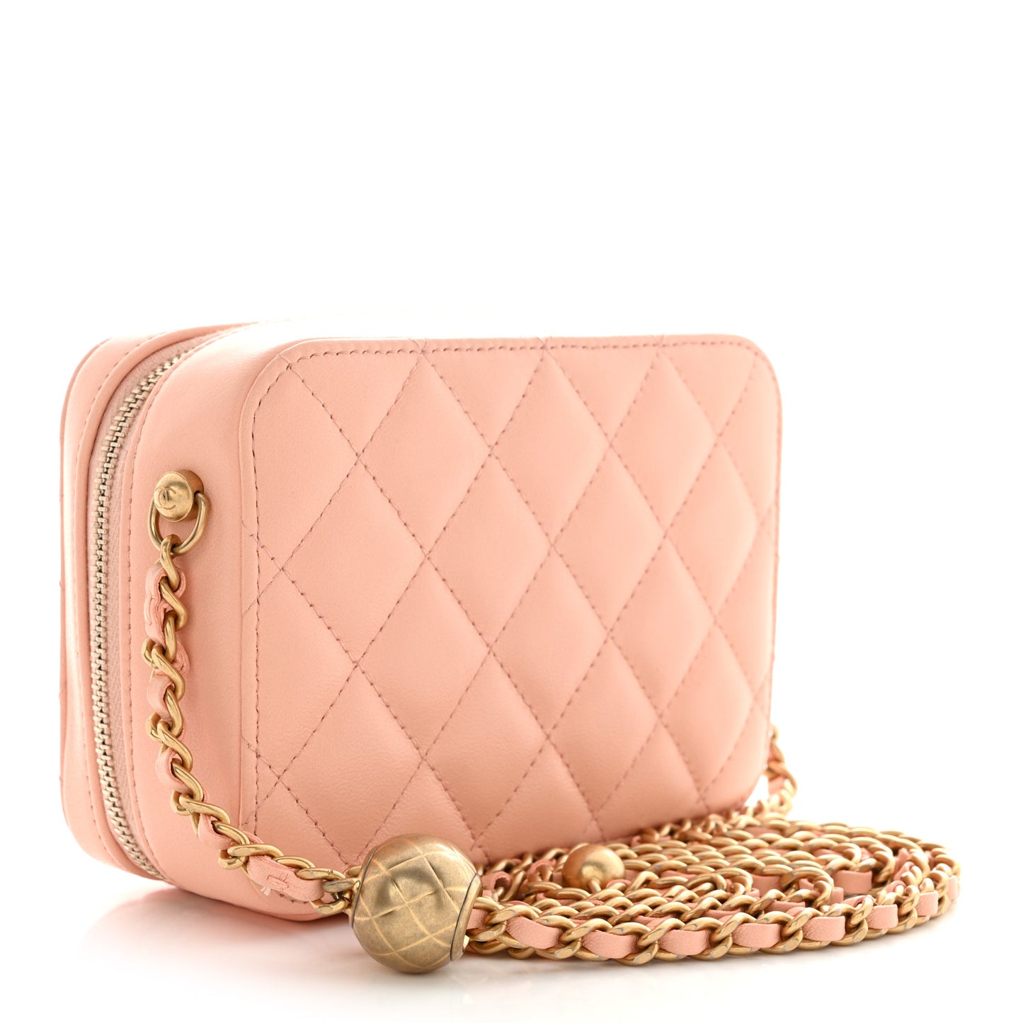 Lambskin Quilted CC Pearl Crush Camera Case Light Pink
