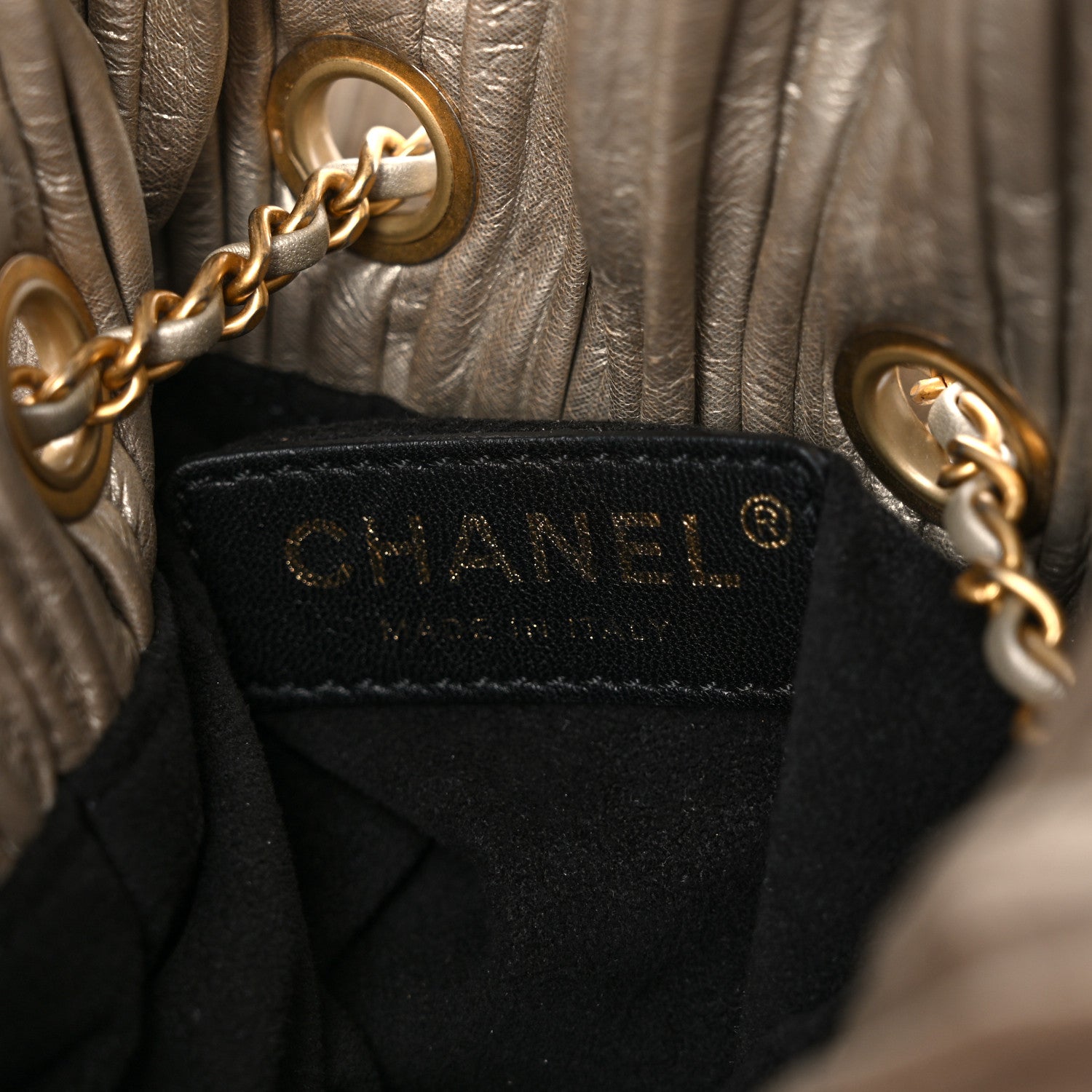 Chanel Iridescent Crumpled Calfskin Small Coco Pleats Backpack Gold 6 of 10