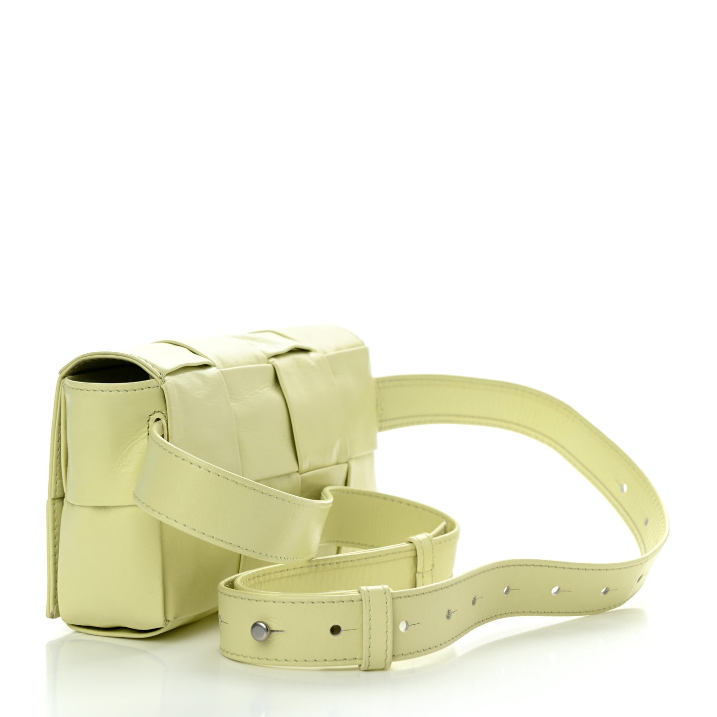 Paper Calfskin Intrecciato Cassette Belt Bag Lemon Washed