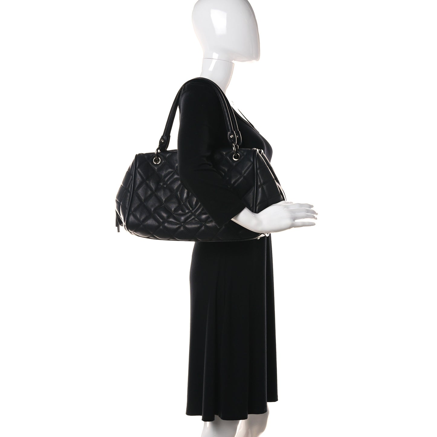 Caviar Quilted CC Timeless Bowler Black