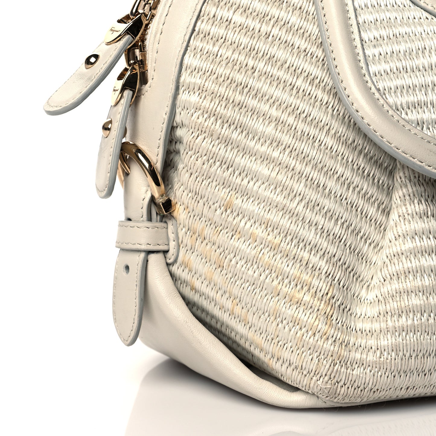Straw Calfskin Fiamma Bag Beige