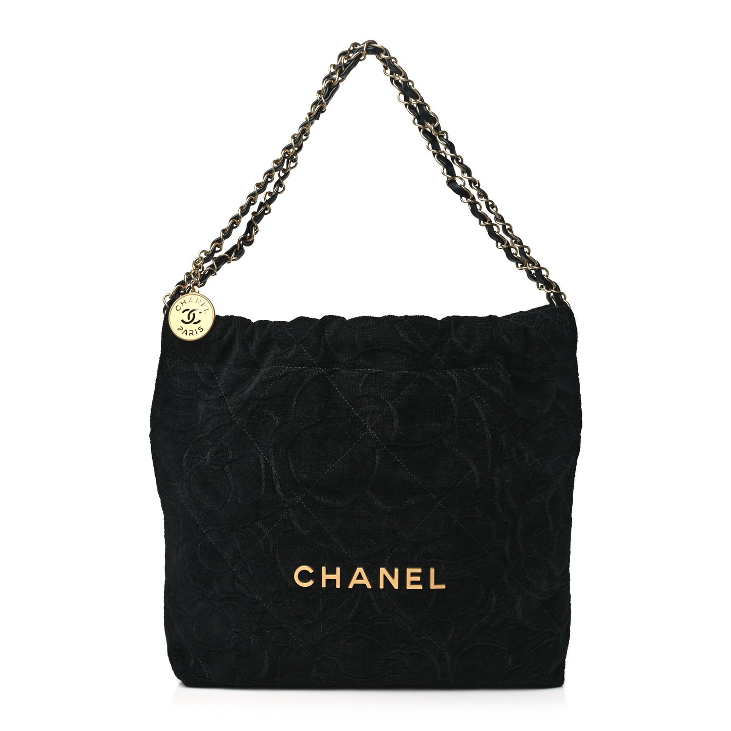 Velvet Camellia Small Chanel 22 Black