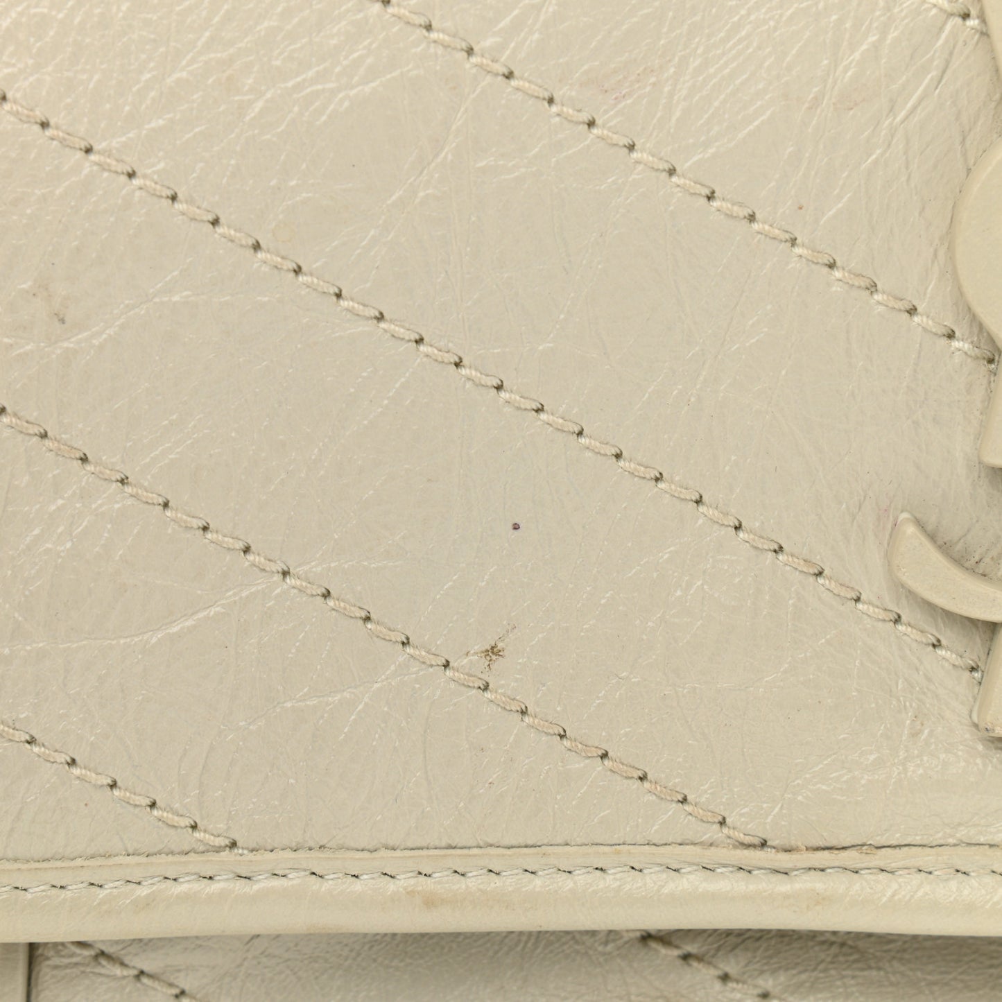 Crinkled Calfskin Matelasse Monogram Medium Niki Chain Satchel Ivory