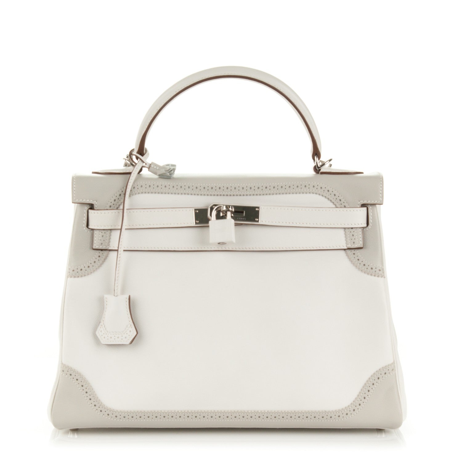 Hermes Togo Swift Ghillies Kelly 32 White Gris Perle 176566