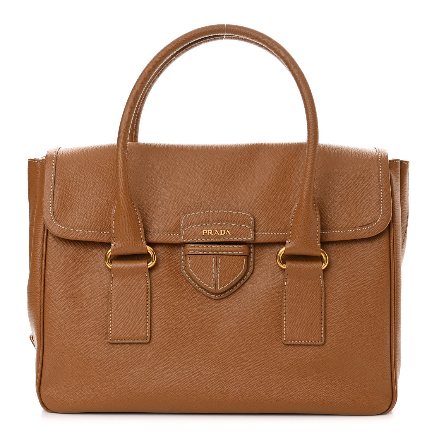 Prada Saffiano Flap Tote Caramel 1 of 9