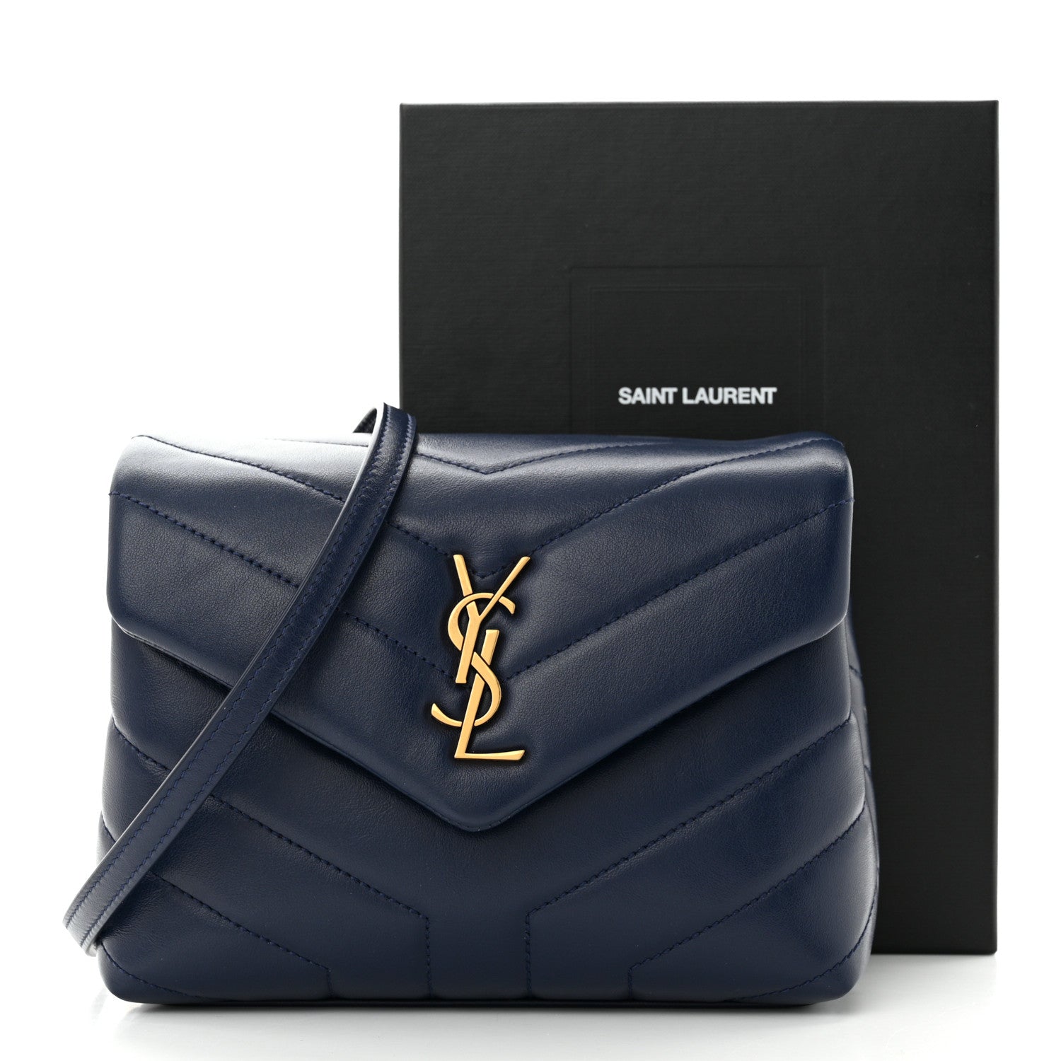Saint Laurent Calfskin Y Quilted Monogram Toy Loulou Crossbody Bag New Cobalt 11 of 11