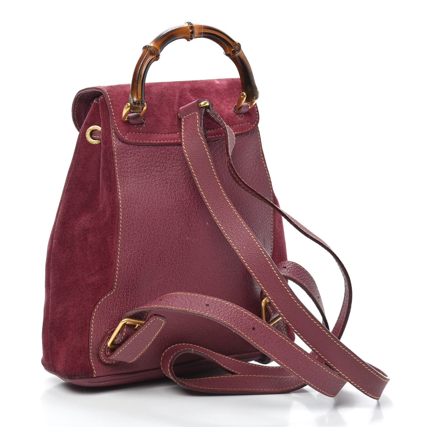 Suede Calfskin Bamboo Backpack Purple