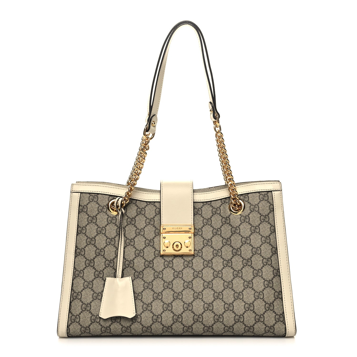 Gucci GG Supreme Monogram Medium Padlock Tote White 1 of 12