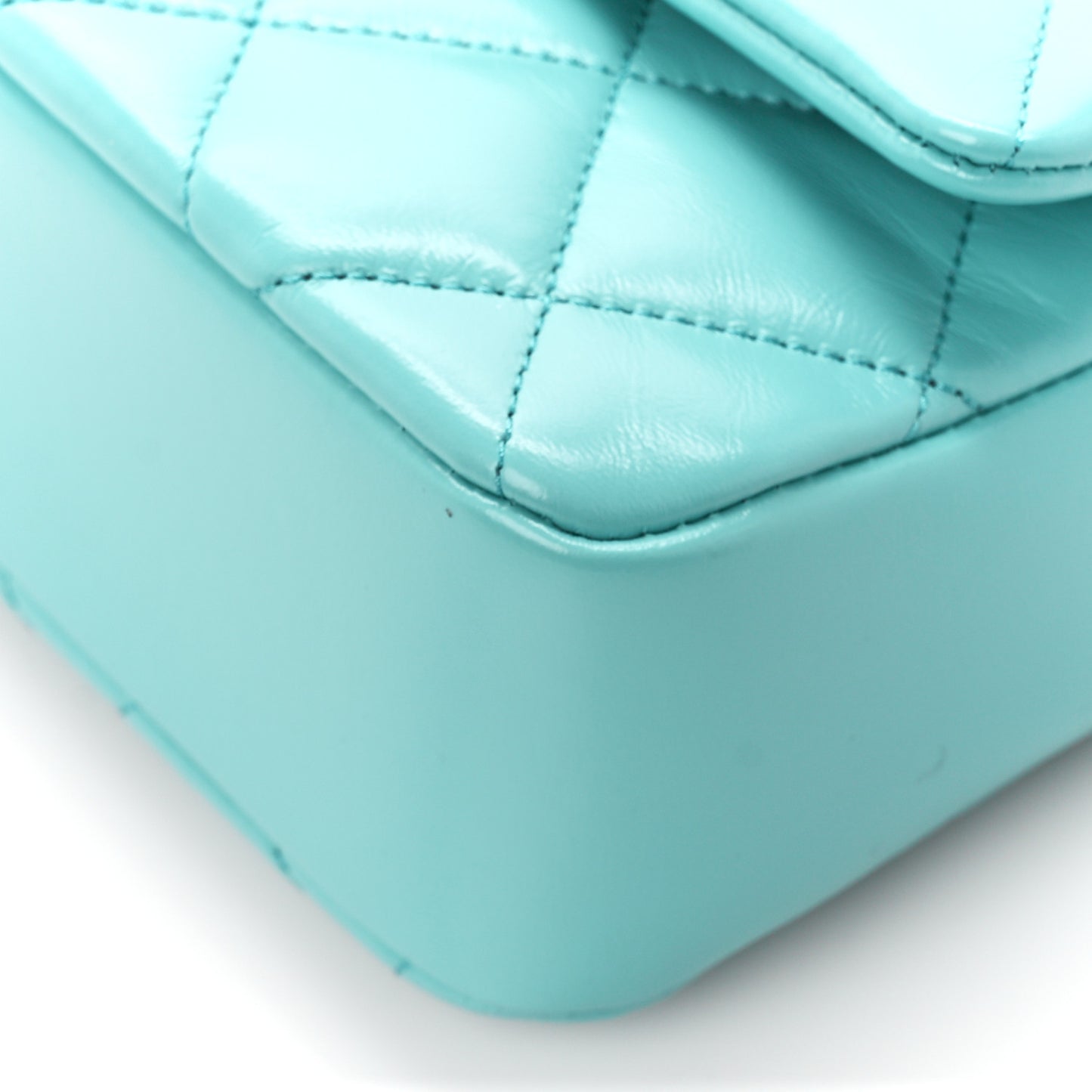 Shiny Lambskin Quilted Mini Coco Trip Flap Bag Turquoise