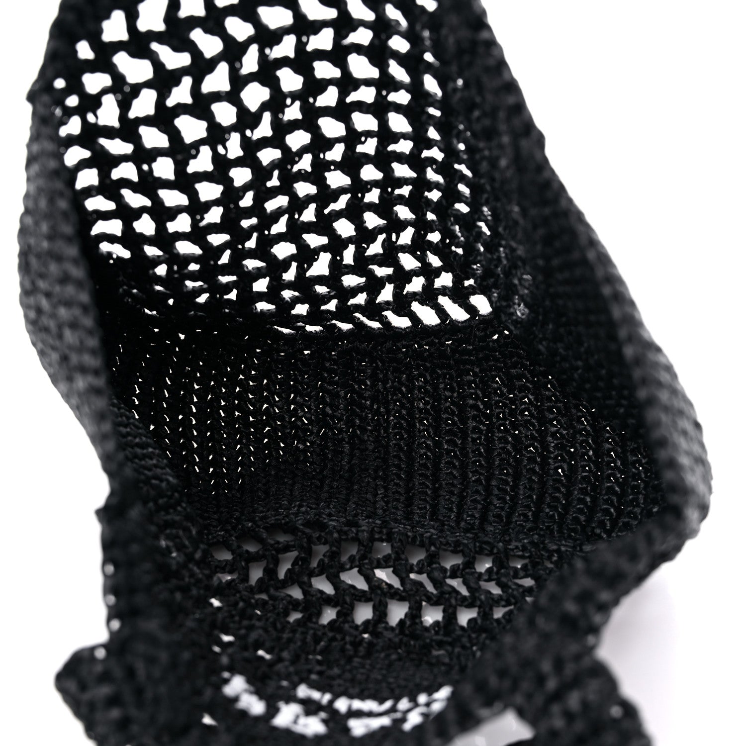 Prada Yarn Raffia Effect Crochet Logo Embroidered Small Tote Bag Black 5 of 8