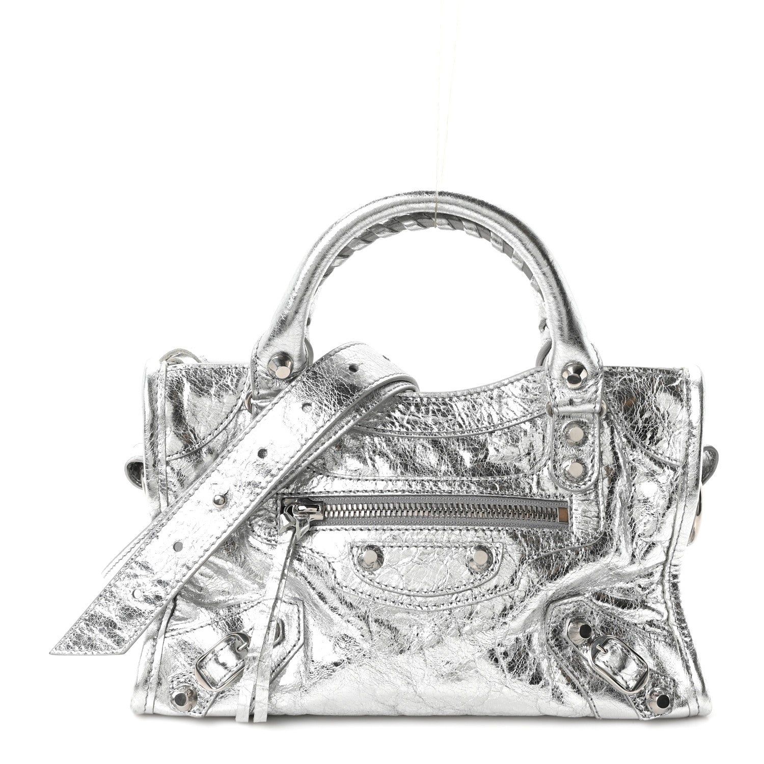 バレンシアガ　トライアングル　バッグ　シルバー　ラメ Balenciaga Metallized Arena Lambskin Classic Silver Hardware Le