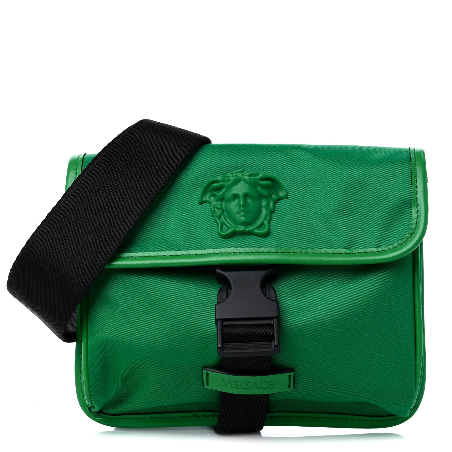 Nylon Palazzo Medusa Crossbody Messenger Bag Green Water