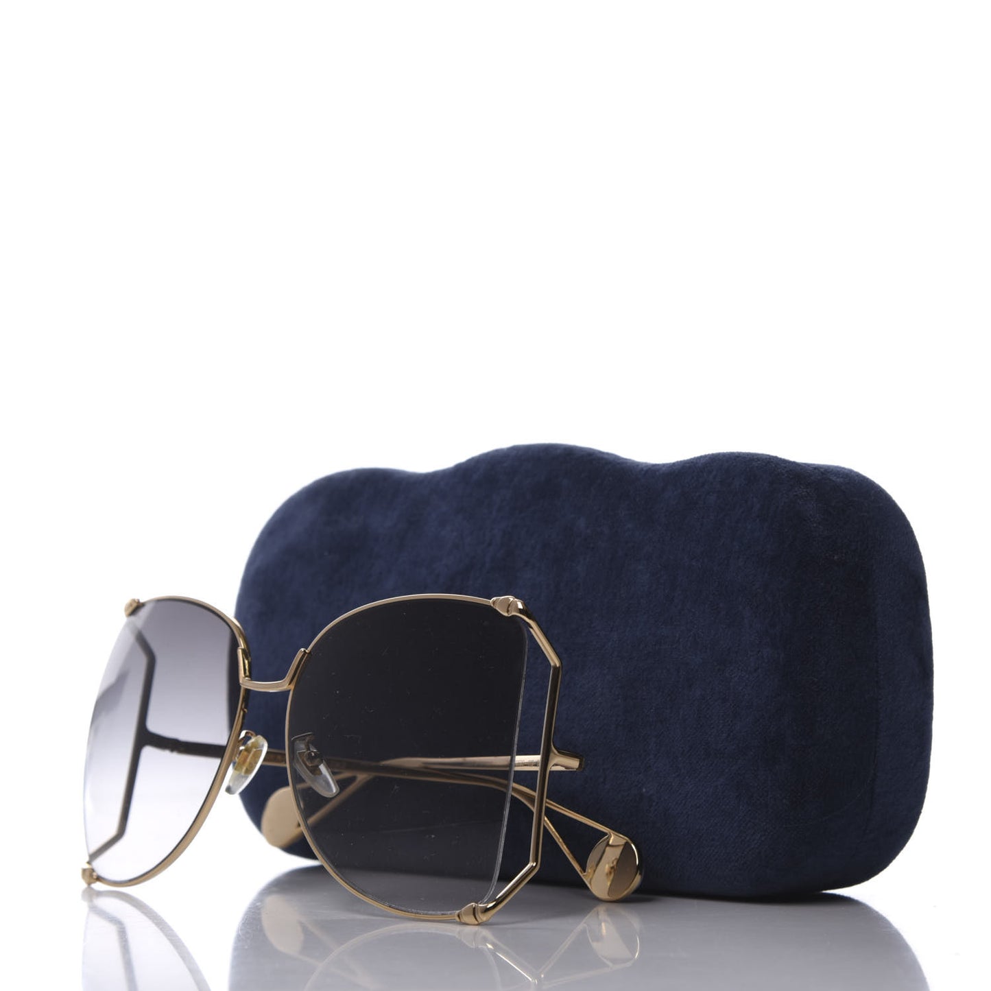 Oversized Round Sunglasses GG0252S Gold Grey