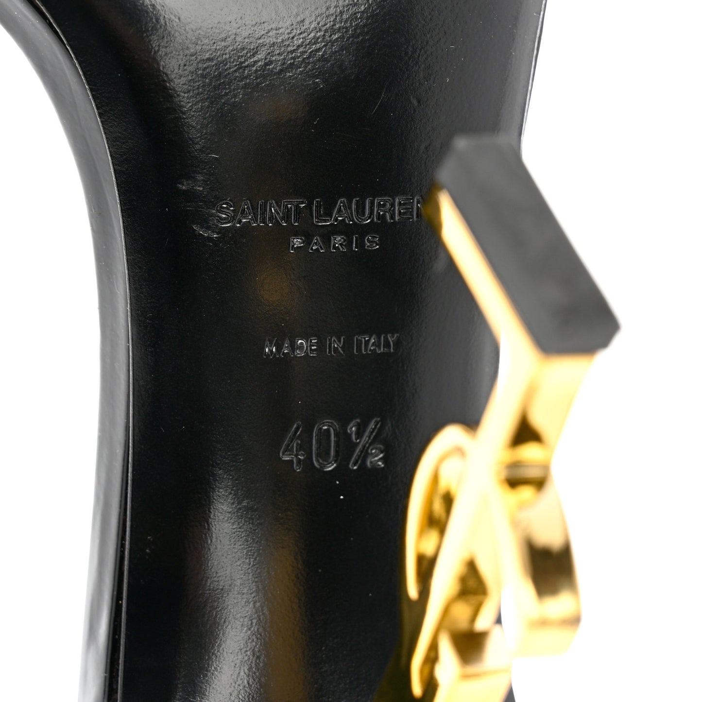 Patent Calfskin Opyum 110 Sandals 40.5 Black Gold