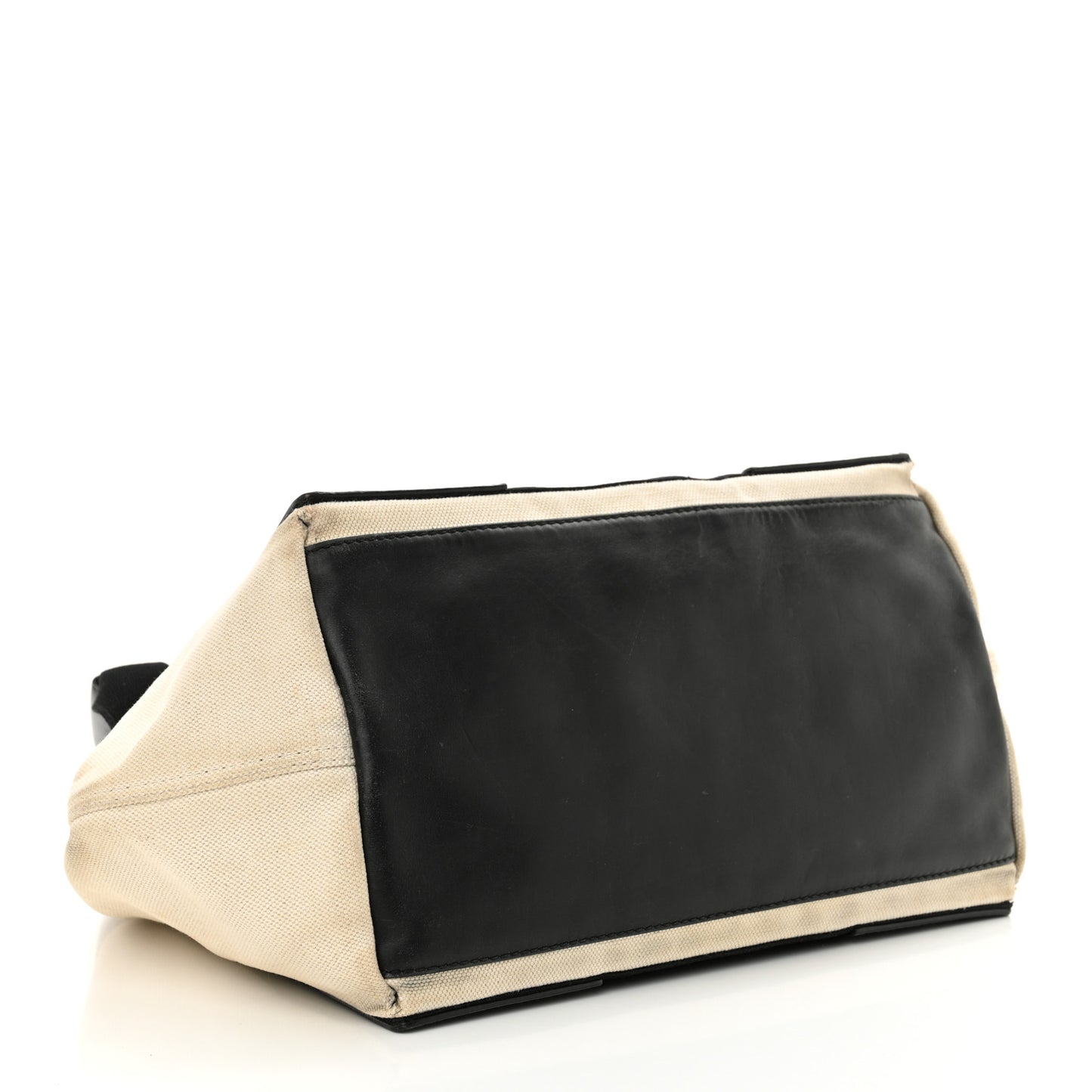 Cotton Canvas Satin Calfskin S Navy Cabas Natural Black