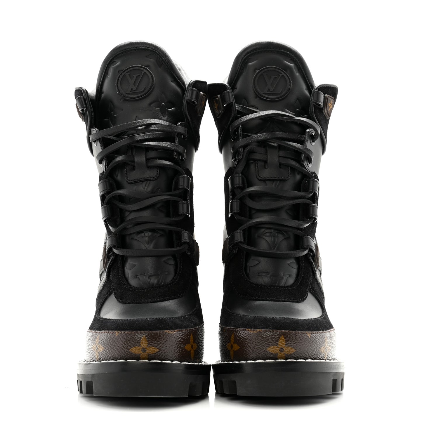 Suede Calfskin Monogram Star Trail Ankle Boots 36 Black