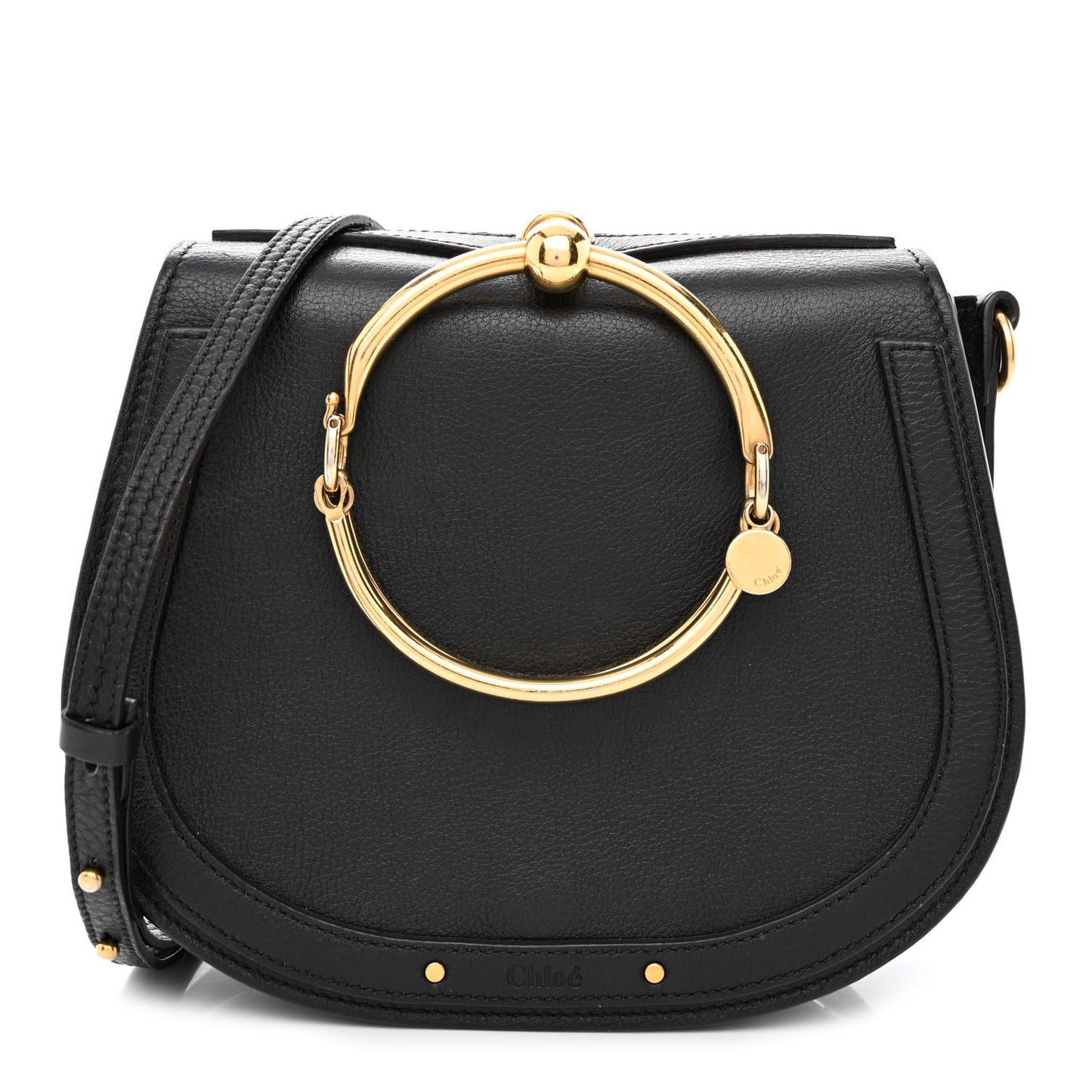 Calfskin Suede Medium Nile Bracelet Bag Black