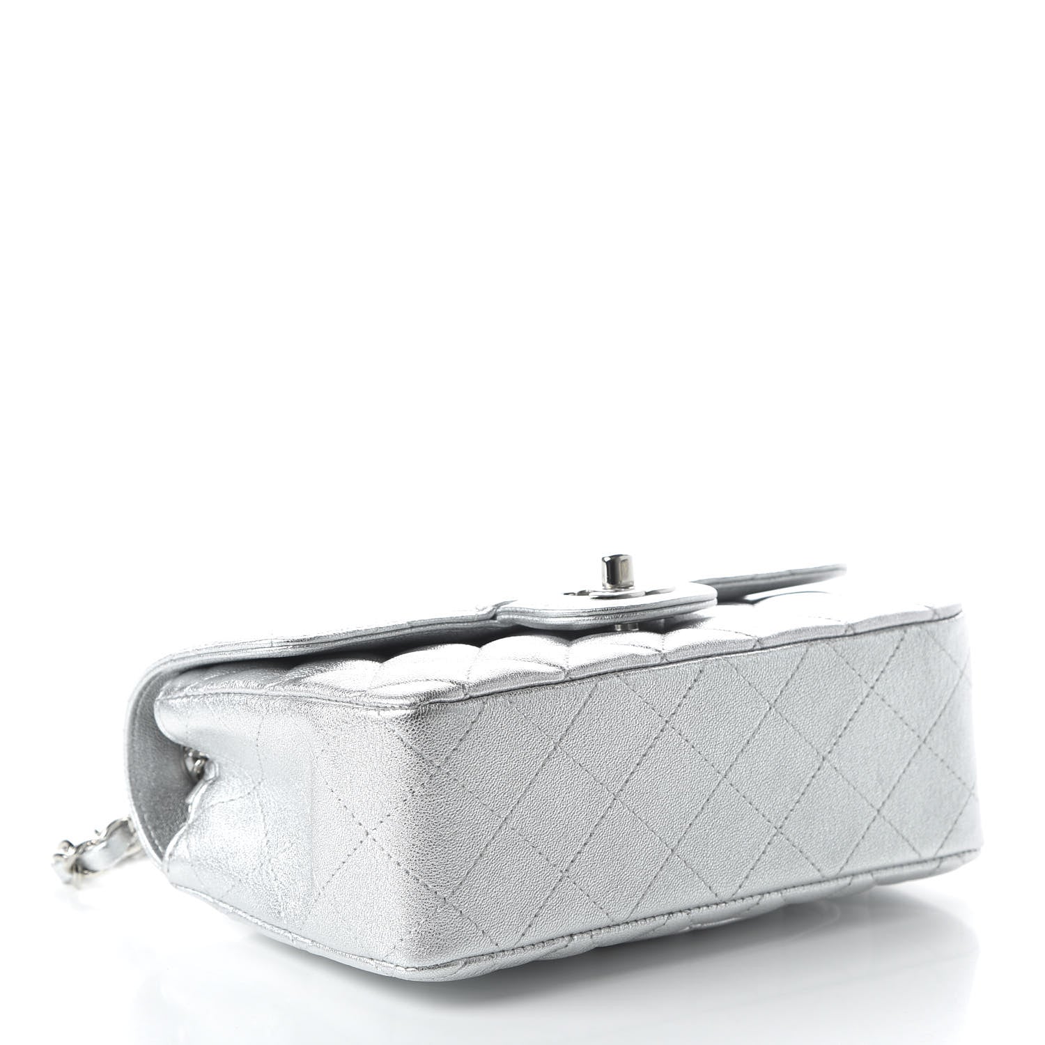 Chanel Metallic Lambskin Quilted Mini Rectangular Flap Silver 4 of 10