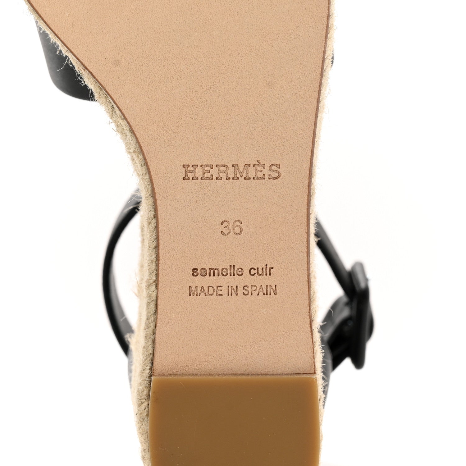 Hermes Goatskin Elda Espadrille Wedge Sandals 36 Black 6 of 11