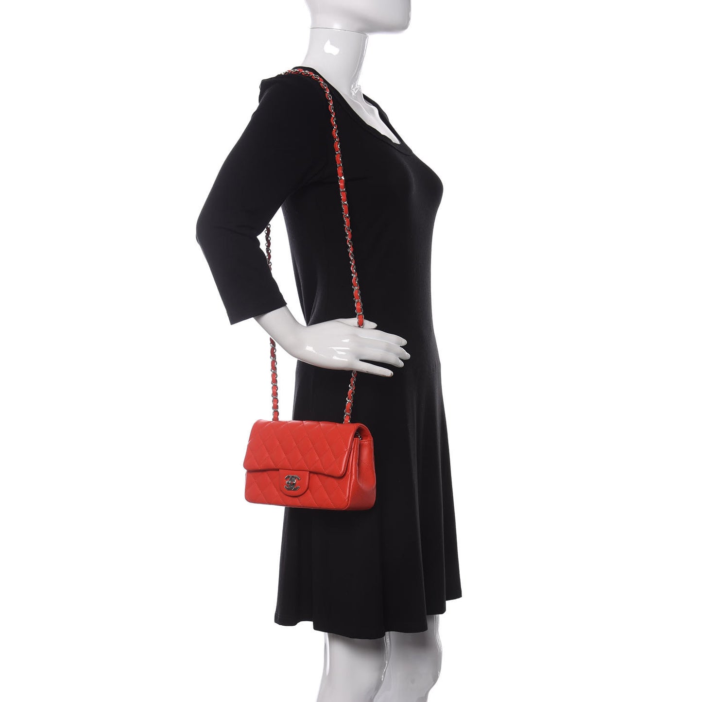 Lambskin Quilted Mini Rectangular Flap Red