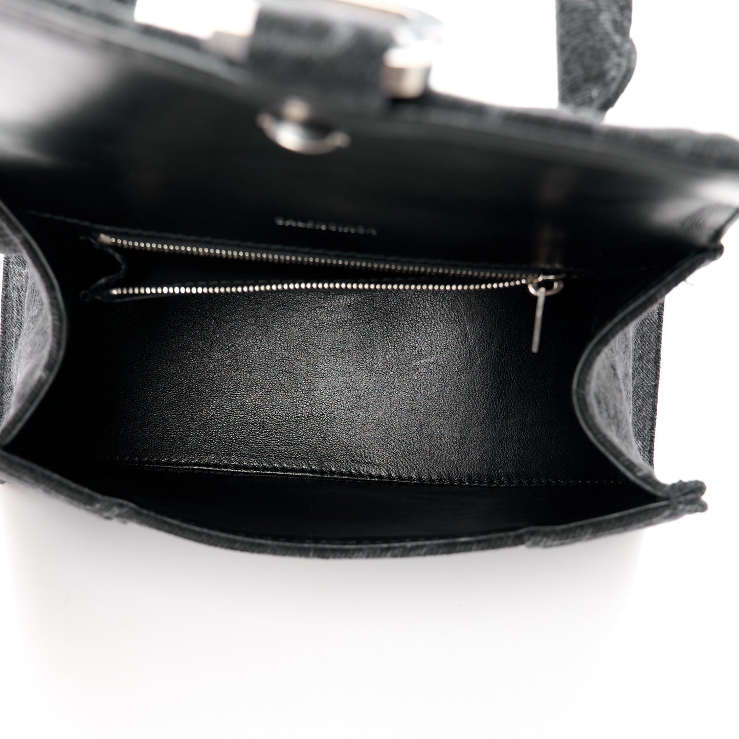 Washed Denim BB Monogram Small Hourglass Top Handle Bag Black