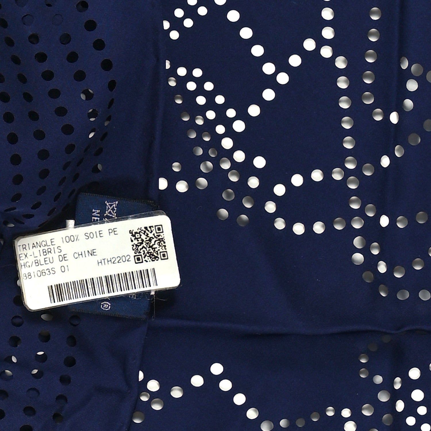 Hermes Silk Ex-Libris Perforated Triangle Scarf Bleu De Chine 3 of 3