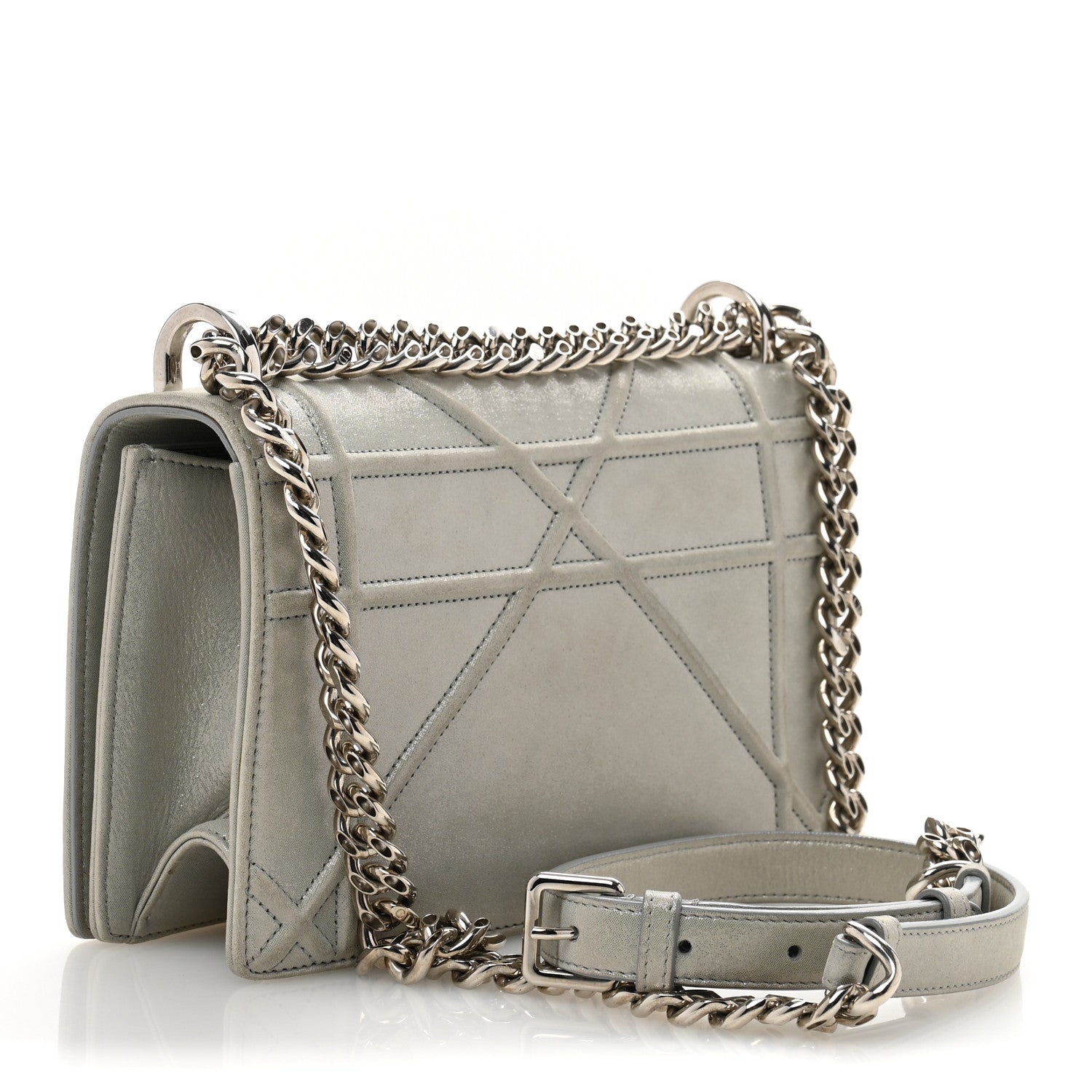 Christian Dior Metallic Calfskin Small Diorama Flap Bag Silver 3 of 15