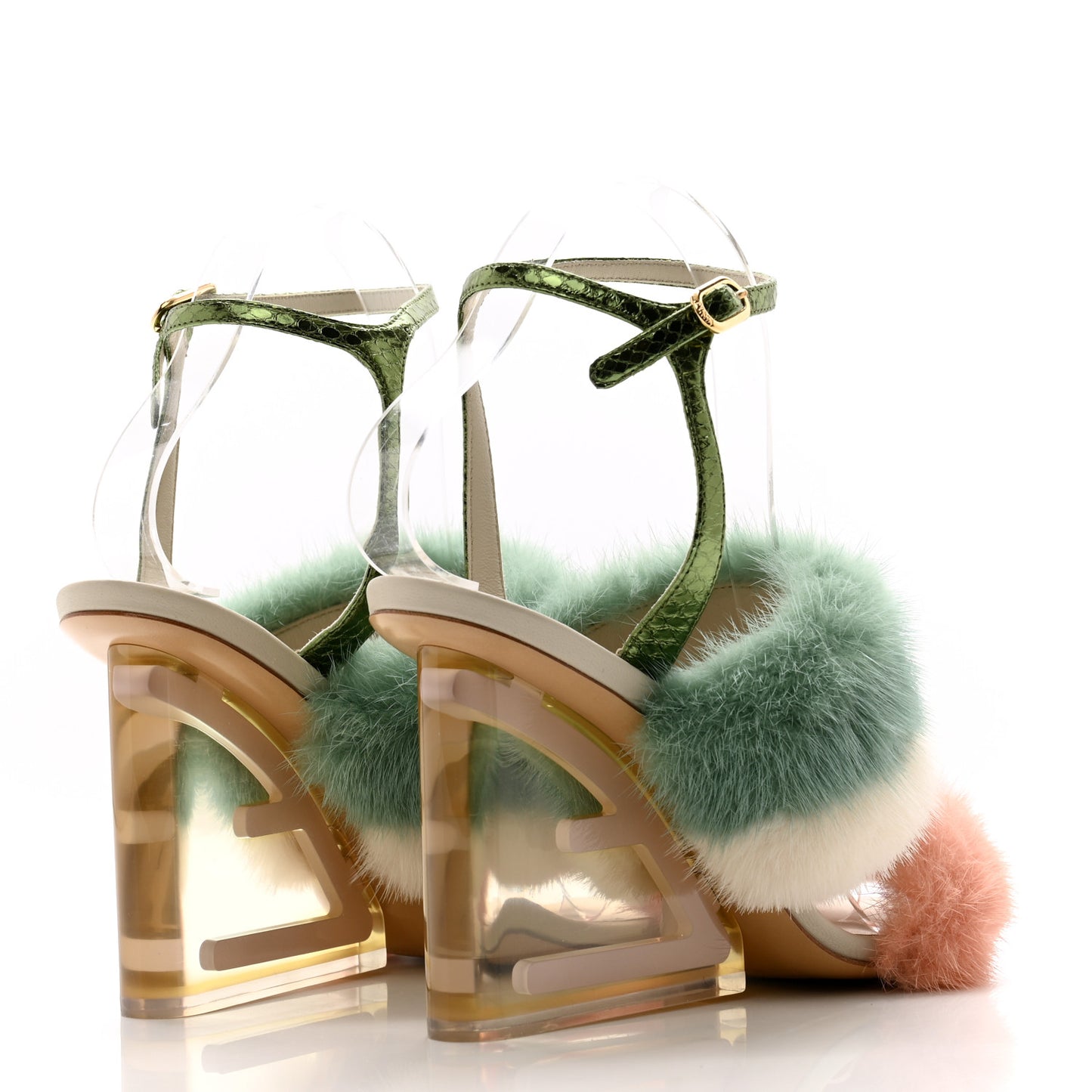 Mink Ayers Lucite Fendi First 95mm Sandals 37 Bellini Hermi Urano Pirite