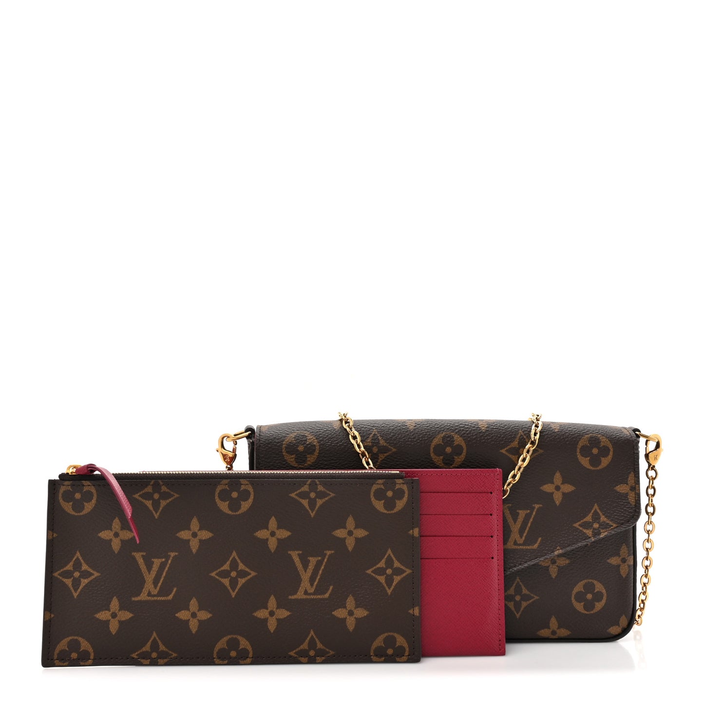 Monogram Pochette Felicie Chain Wallet Fuchsia