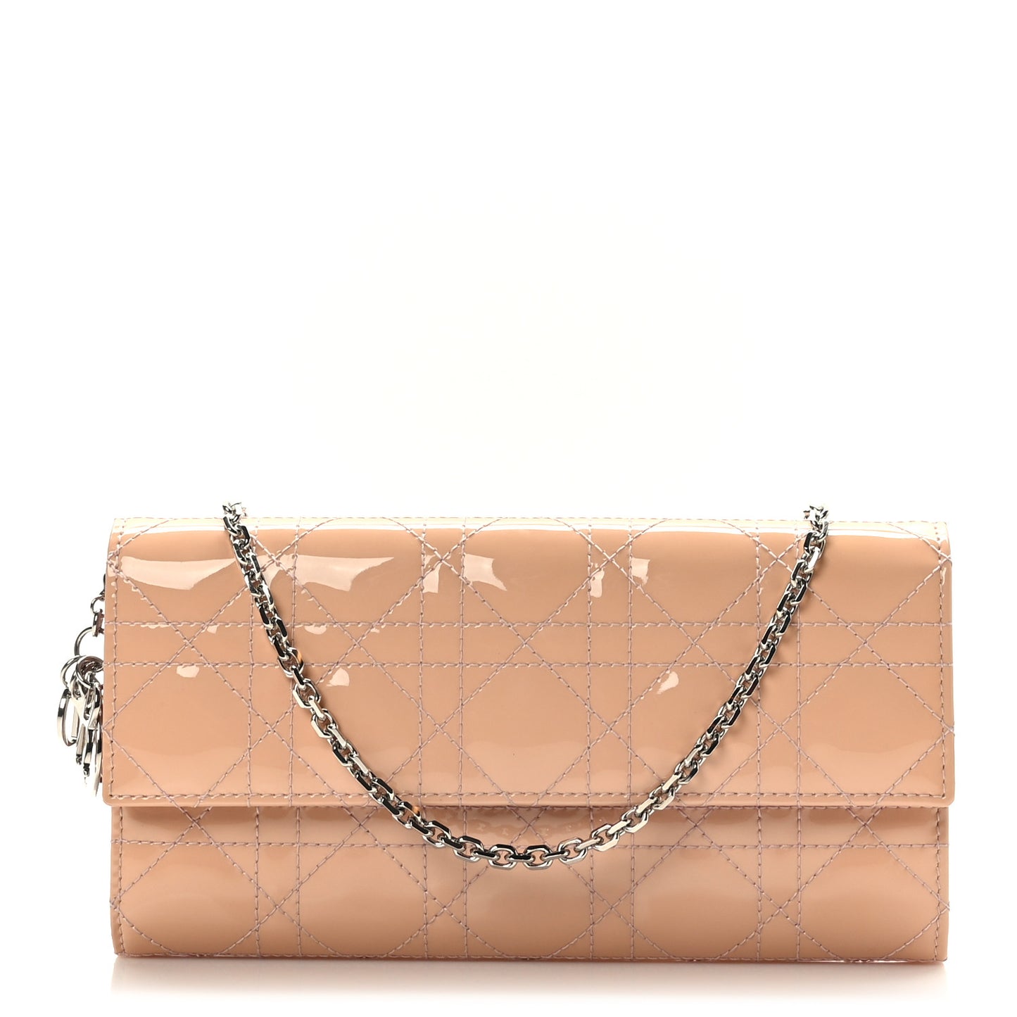 Patent Cannage Lady Dior Rendezvous Wallet On Chain Pink