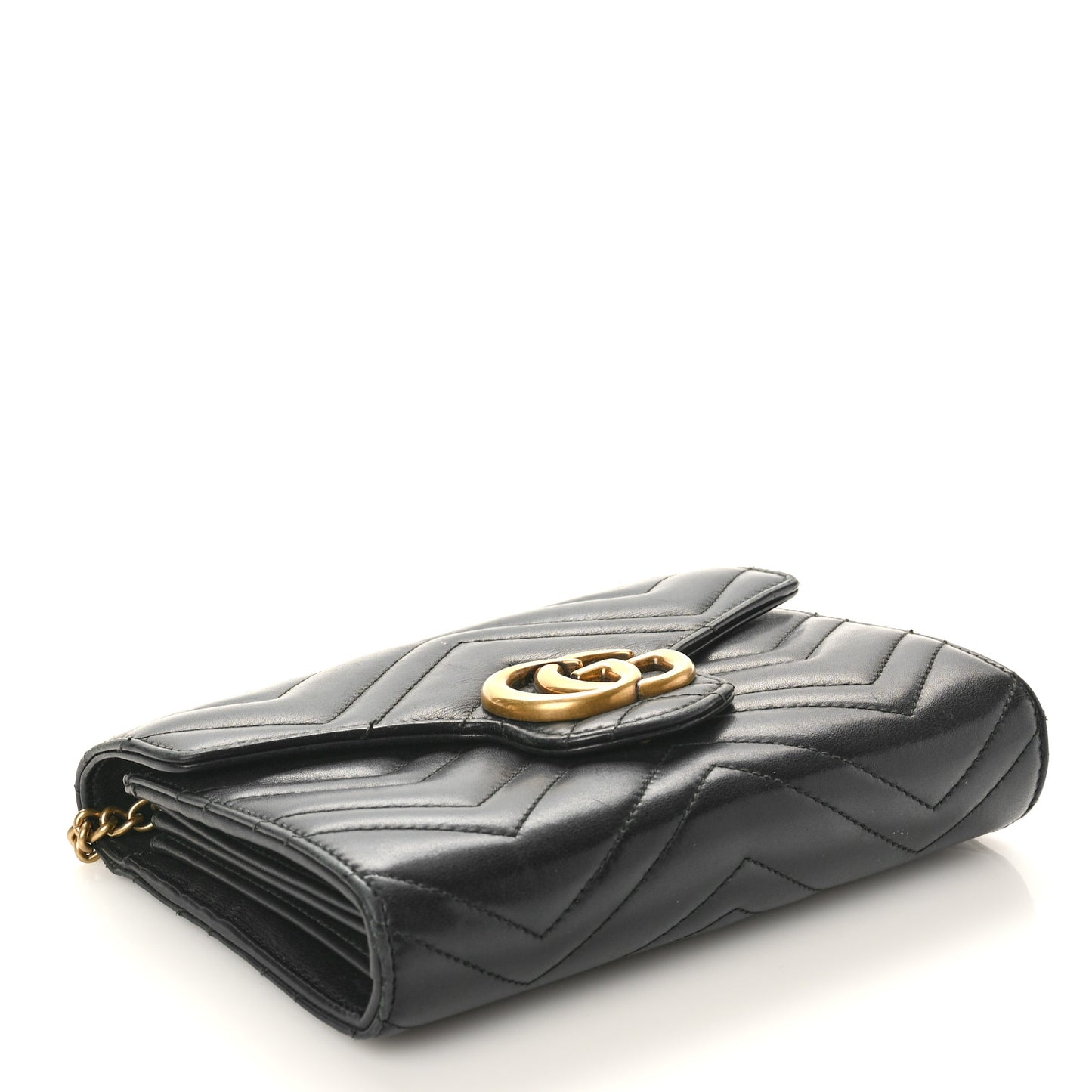 Calfskin Matelasse GG Marmont Chain Wallet Black