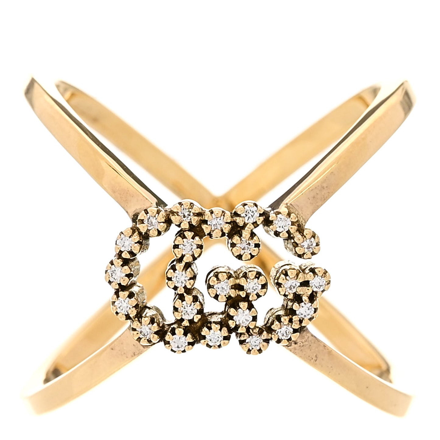 18K Yellow Gold Diamond Running G Cross Ring 51 5.75