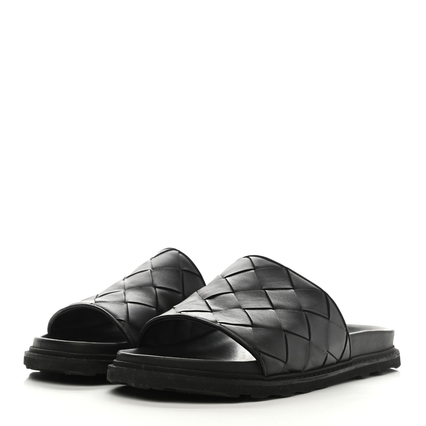 Nappa Intrecciato Mens Pool Sandals 45 Black