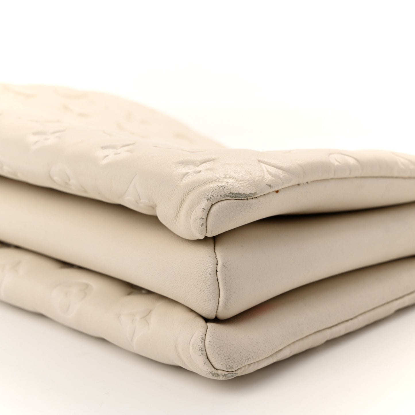 Lambskin Embossed Monogram Coussin PM Beige Cream