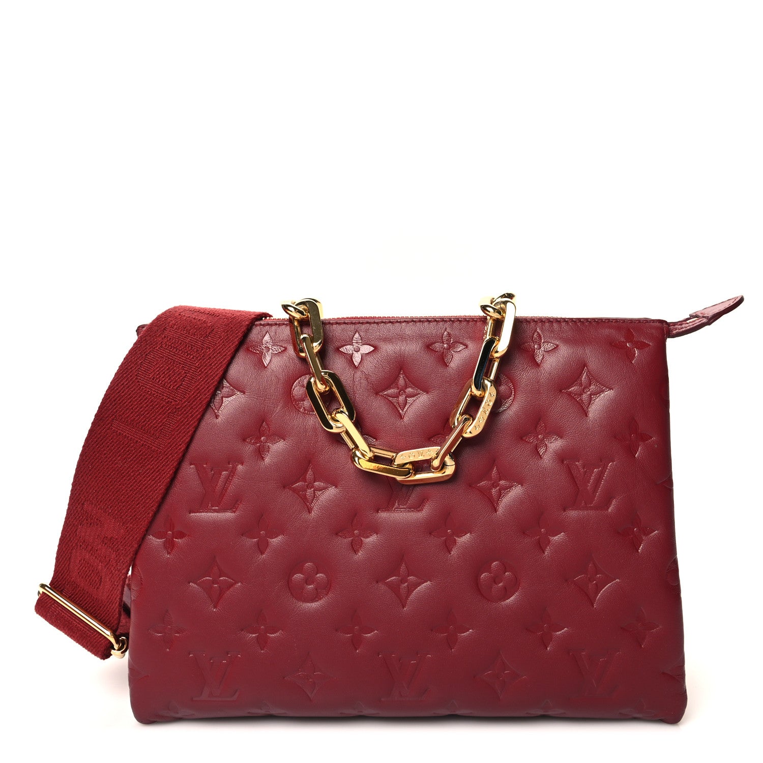 Louis Vuitton Lambskin Embossed Monogram Coussin PM Wine 1 of 12