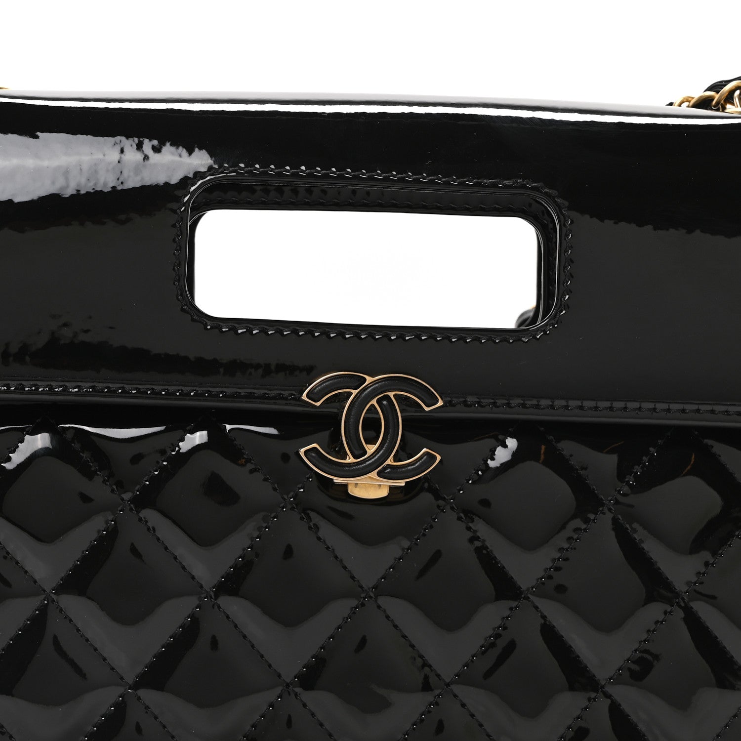 Chanel Patent Quilted Graphic Catch Flap Black 8 of 10