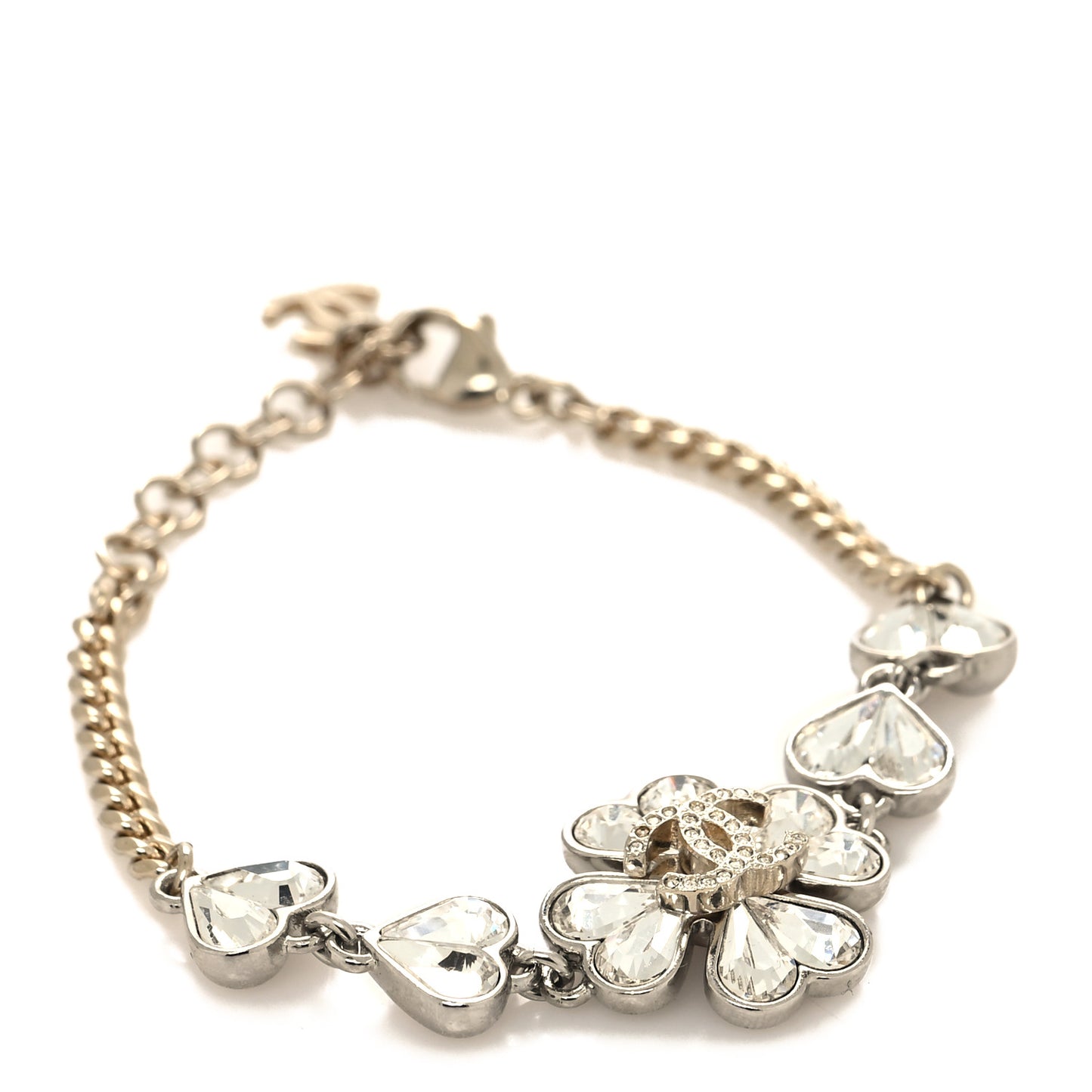 Crystal CC Clover Chain Bracelet Gold