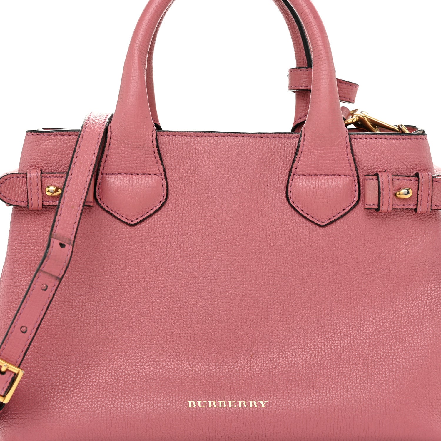 Burberry Grainy Calfskin House Check Small Banner Tote Mauve Pink 7 of 13