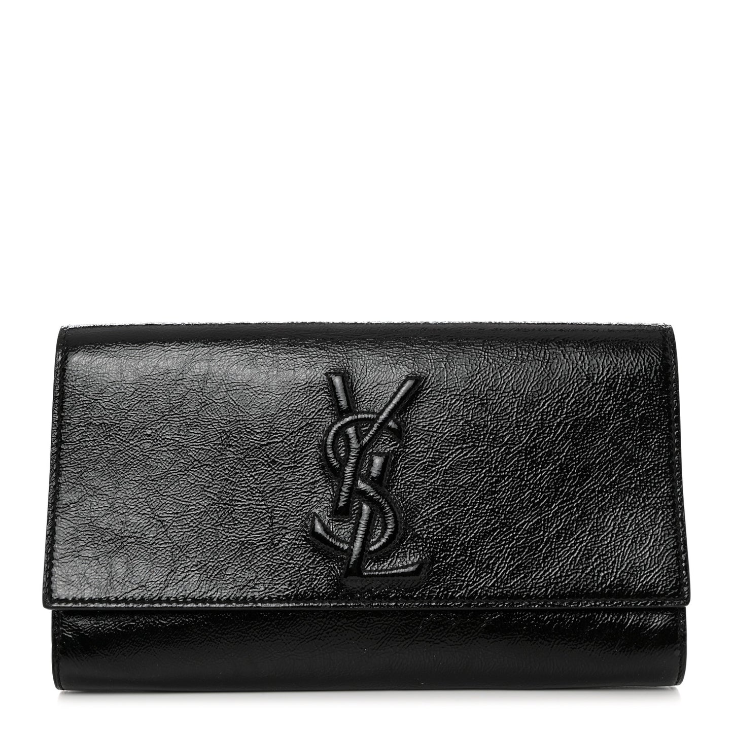 Textured Patent Monogram Large Belle De Jour Clutch Black