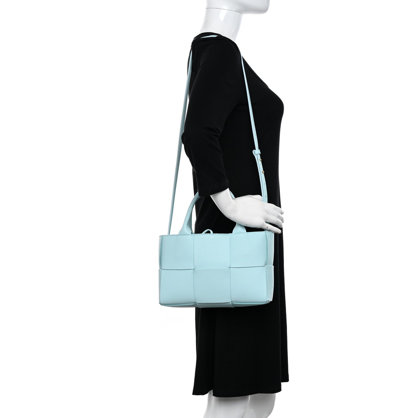 Grained Calfskin Maxi Intrecciato Mini Arco Tote Pale Blue