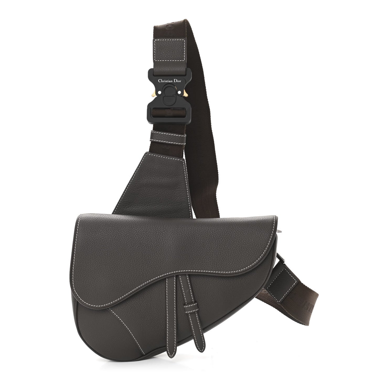 Grained Calfskin Mens Saddle Bag Ebony