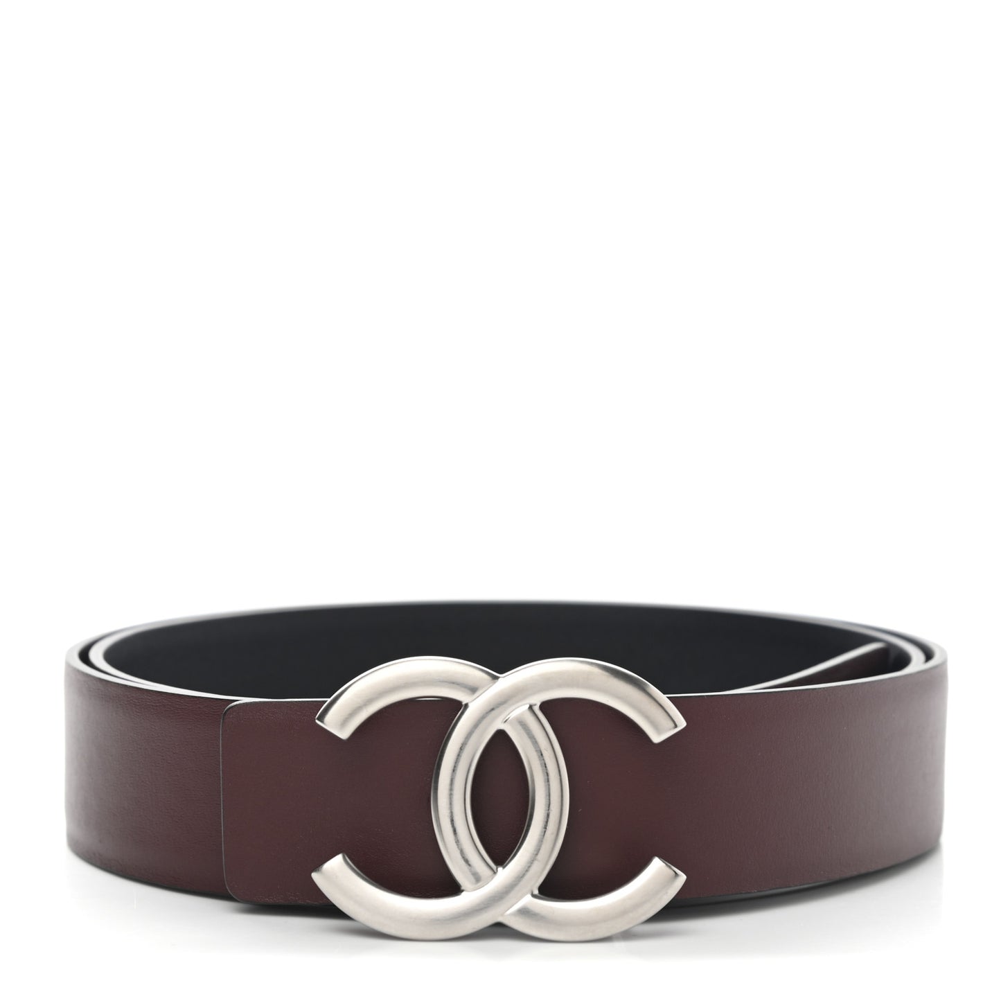 Calfskin CC Reversible Belt 85 Black Burgundy