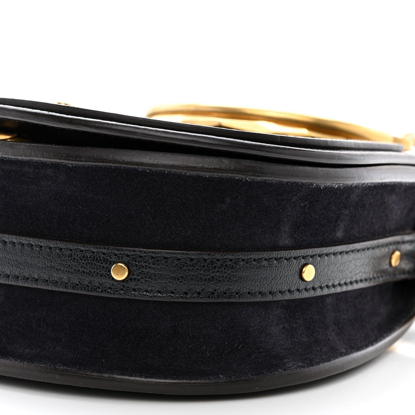Calfskin Suede Small Nile Bracelet Bag Black