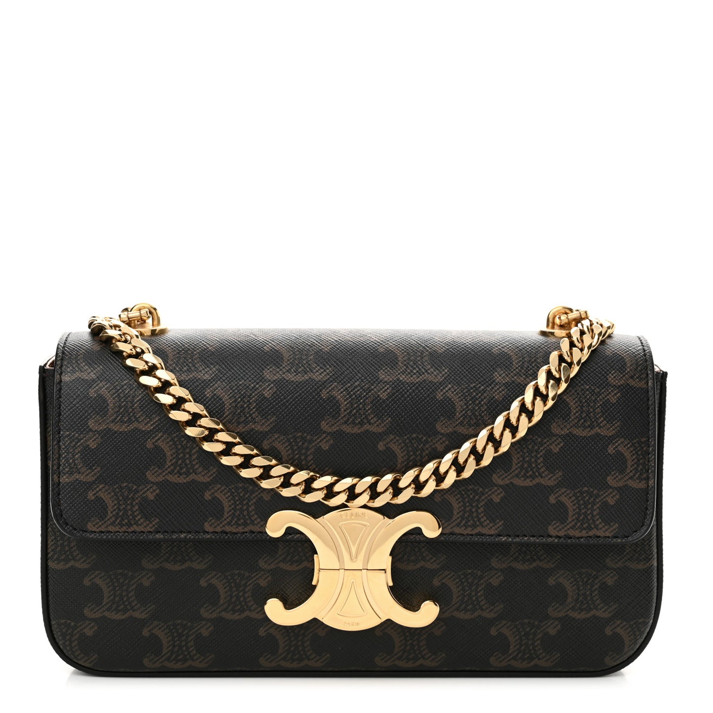 Triomphe Canvas Chain Shoulder Bag Tan