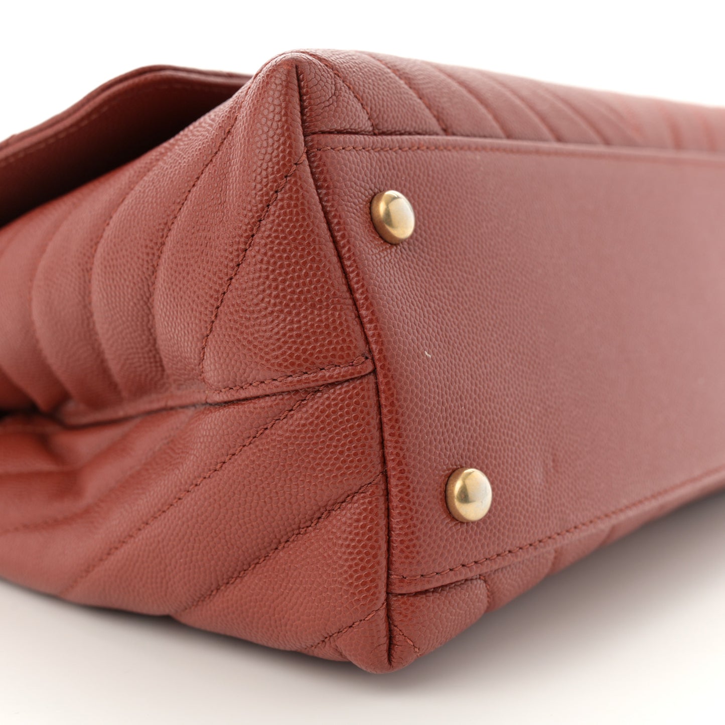 Caviar Lizard Chevron Quilted Small Coco Handle Flap Dark Orange