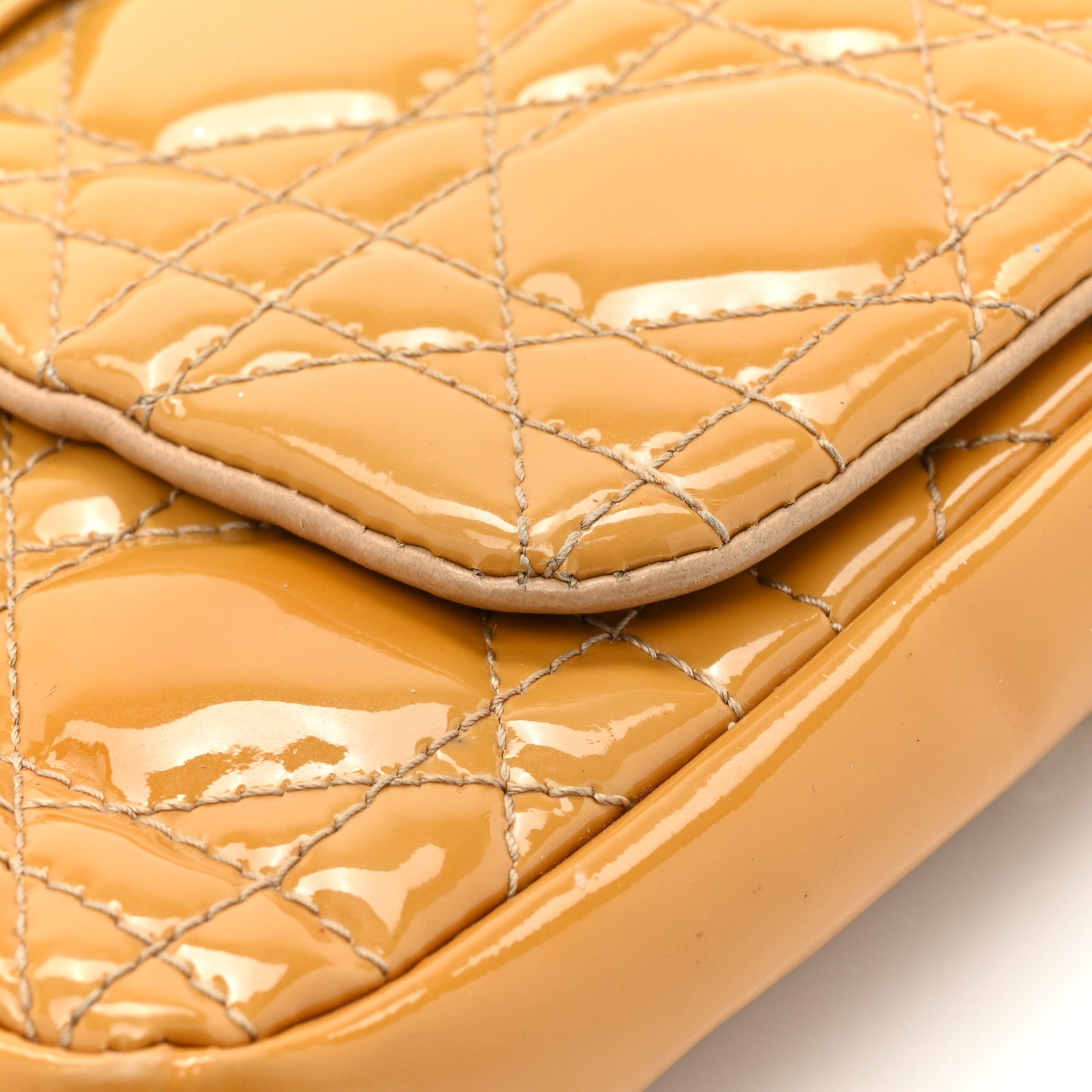 Patent Cannage Miss Dior Promenade Pouch Yellow