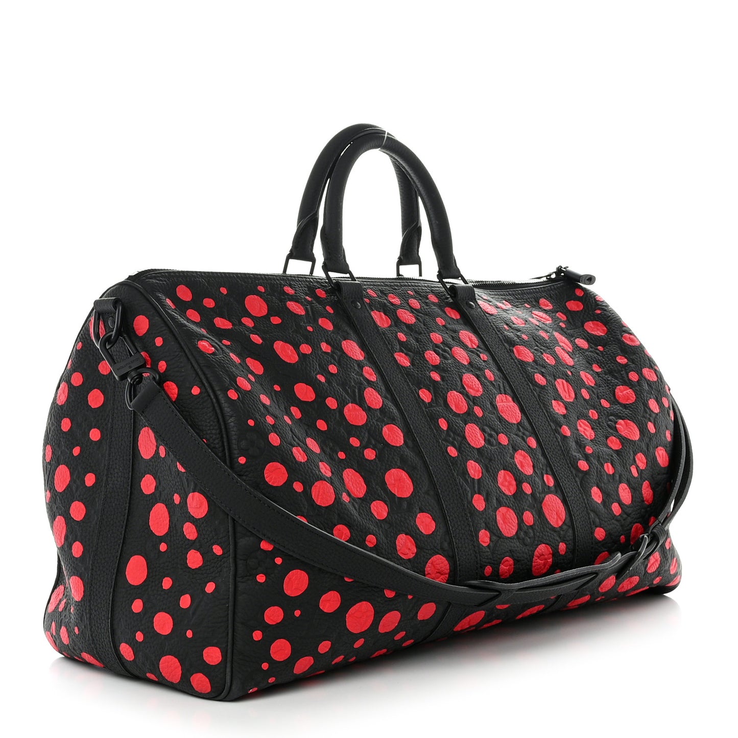 LV X YK Taurillon Monogram Keepall Bandouliere 50 Black Red