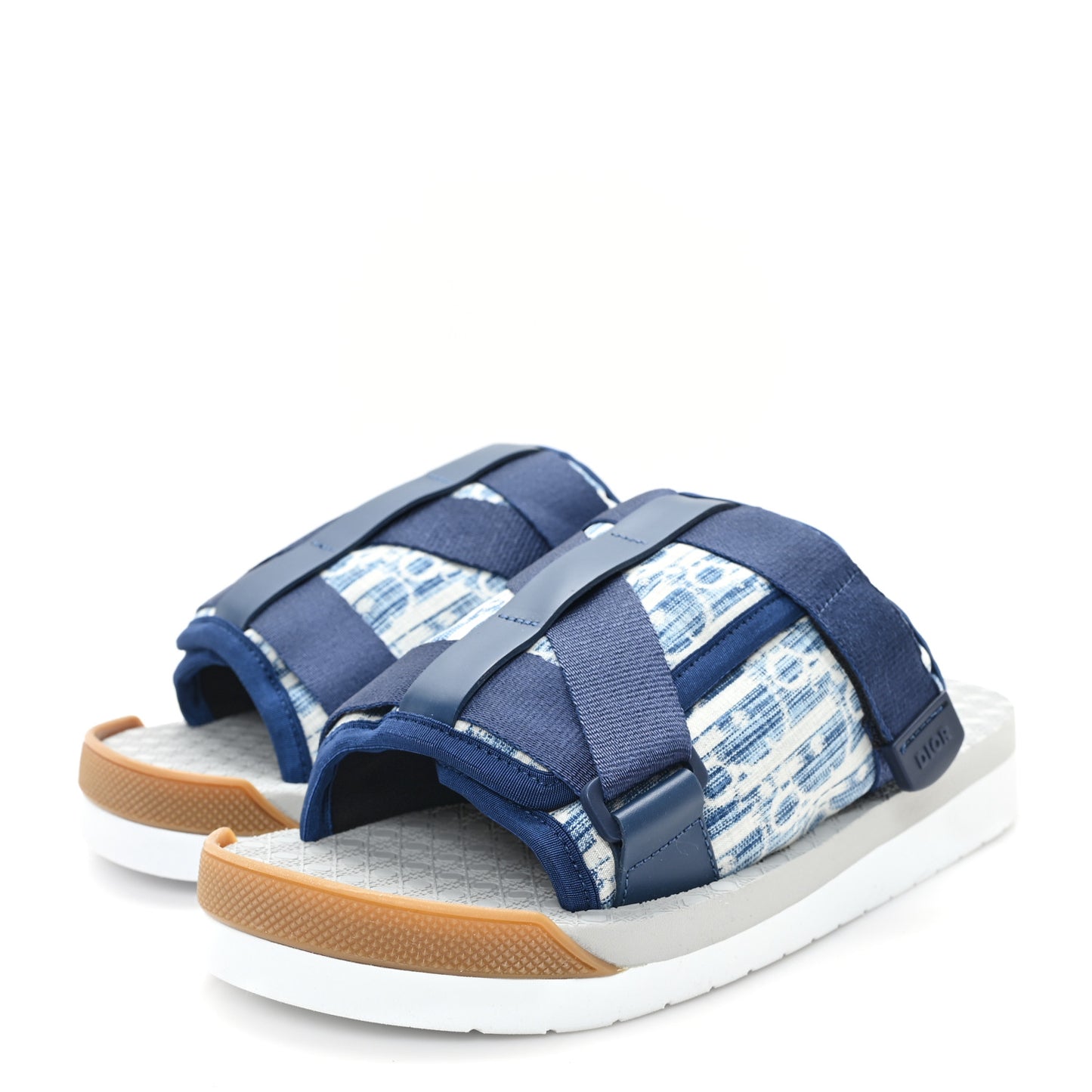 Oblique Jacquard Mens Alpha Sandals 40 Blue Denim