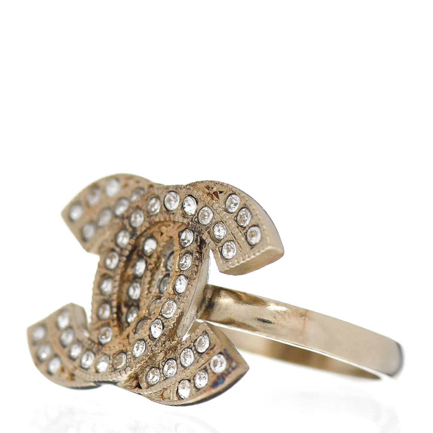 Crystal Double CC Ring 7 Light Gold