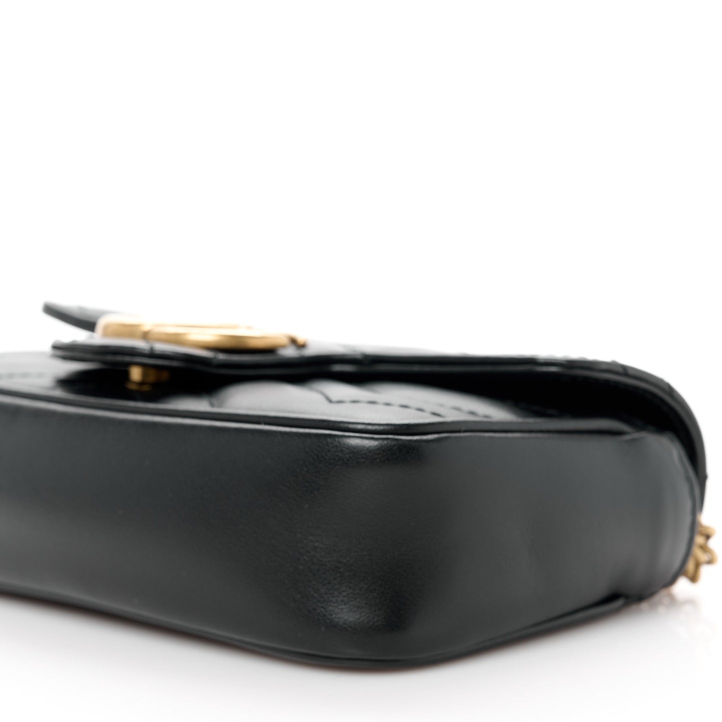 Calfskin Matelasse Super Mini GG Marmont Shoulder Bag Black